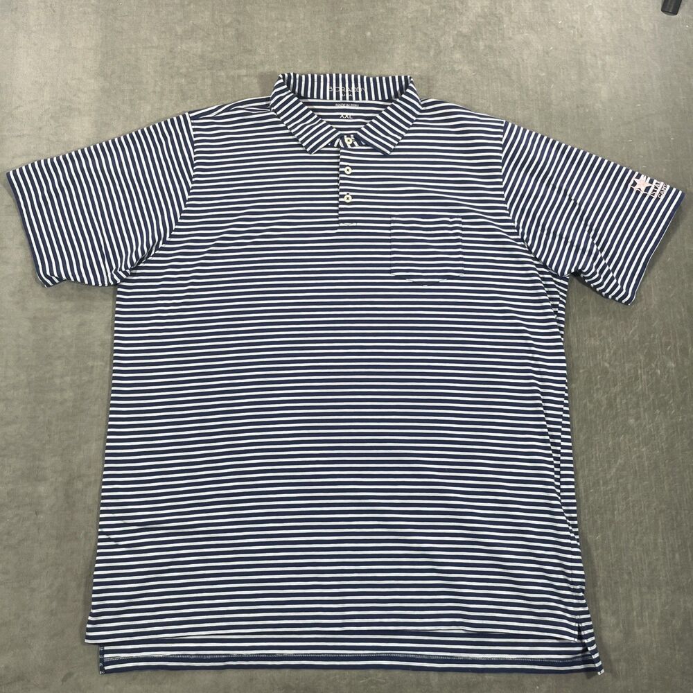B. Draddy Mens XXL Blue White Stripe Golf‎ Polo Shirt